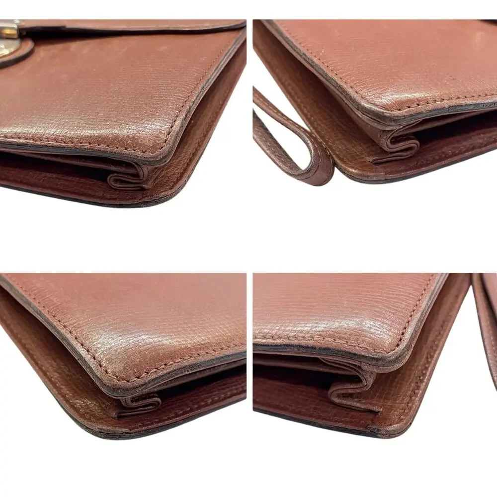 Vintage Burberry Brown Leather Clutch-Style Briefcase – Push Lock w/ Key